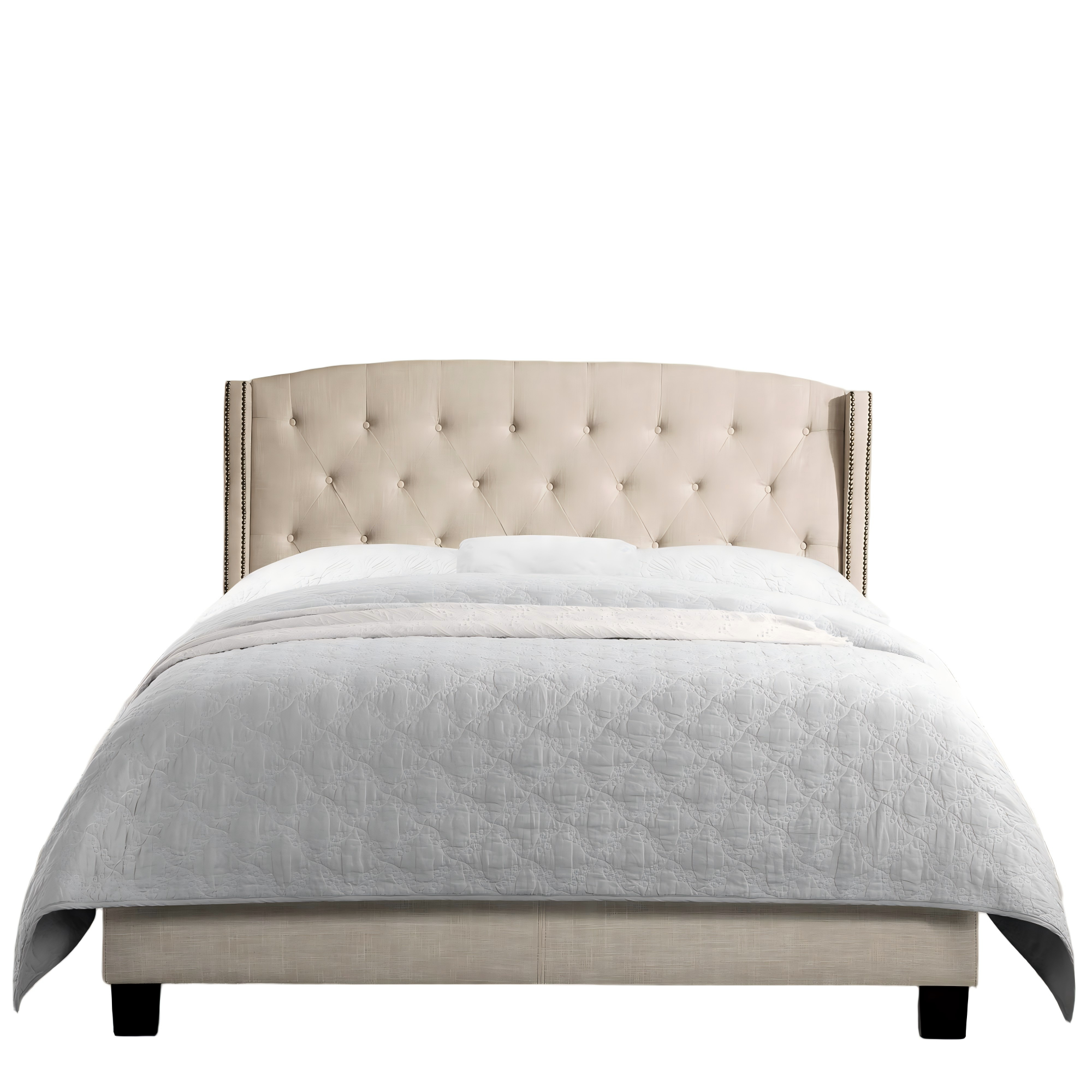 Boyel Living - Upholstered Bed with Nailhead Trim High Back and Solid Wood Frame - Beige