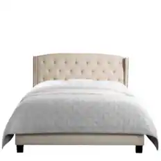 Front. Boyel Living - Upholstered Bed with Nailhead Trim High Back and Solid Wood Frame - Beige.