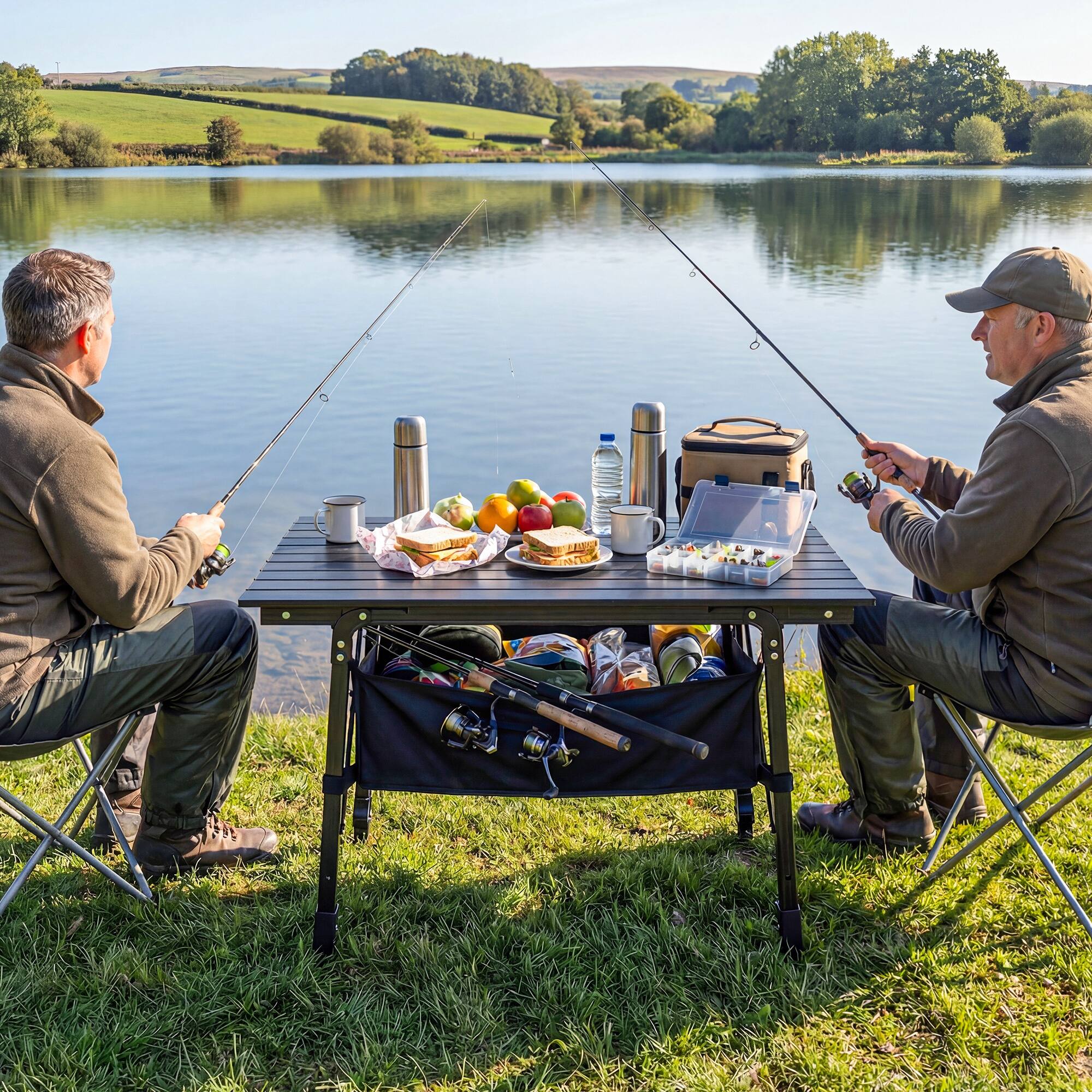 Alt View 7. Outsunny - Aluminum Small Folding Table, Portable Camping Table with Storage Bag - Black.