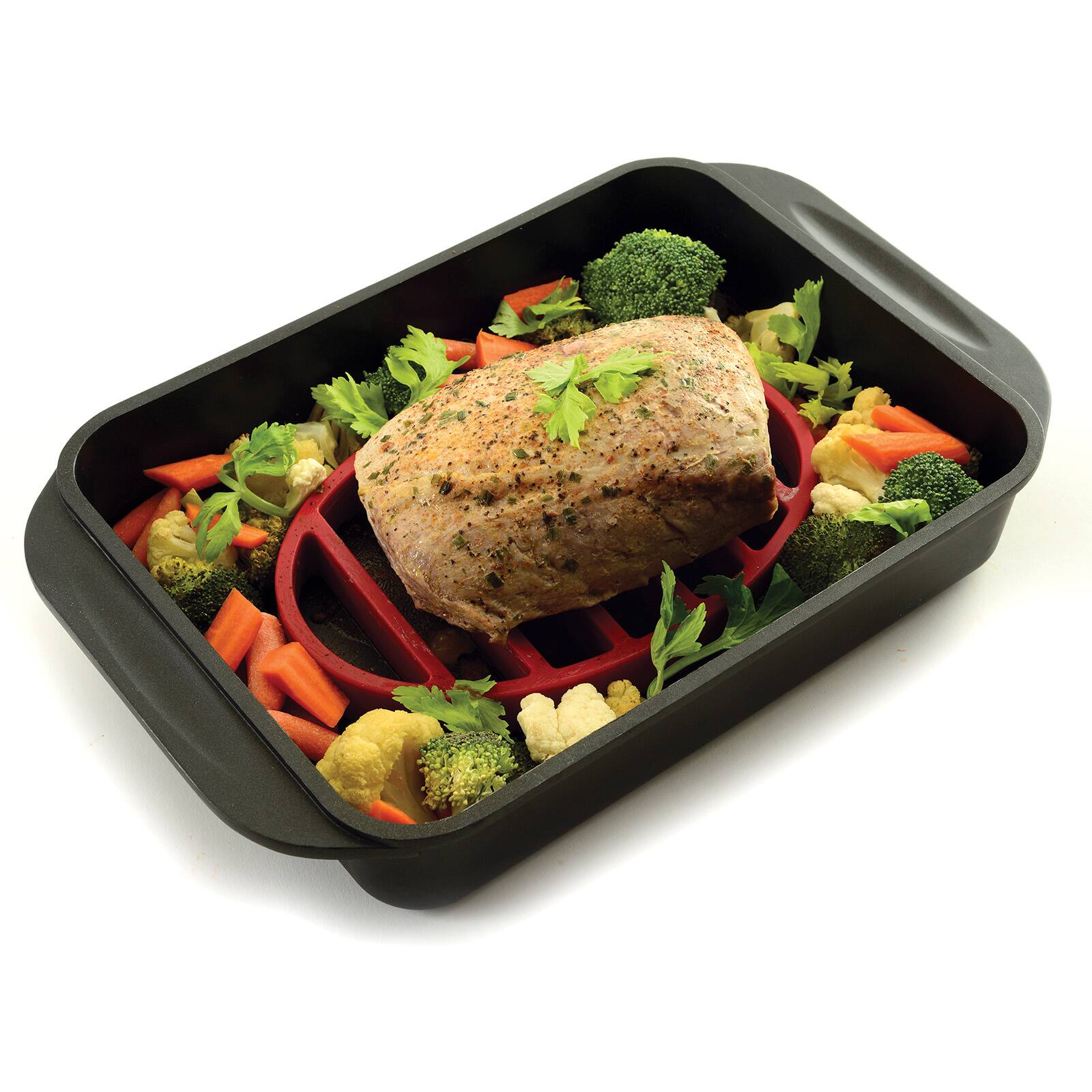 Alt View 3. Norpro - Oval Silicone Roast Rack, Red, 9 x 6 Inch - Red.