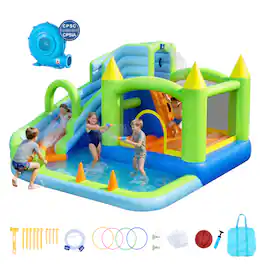 VEVOR - Inflatable Bounce House, 11.3 x 12.3 x 7.0 ft Inflatable Bounce House Water Slide, Bouncer Castle with Castle Bounces - Multiple Colors