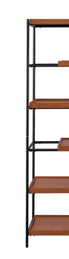 Alt View 1. TinyHomie - Oaken Honey Oak and Black Finish Bookshelf - Brown Oak.