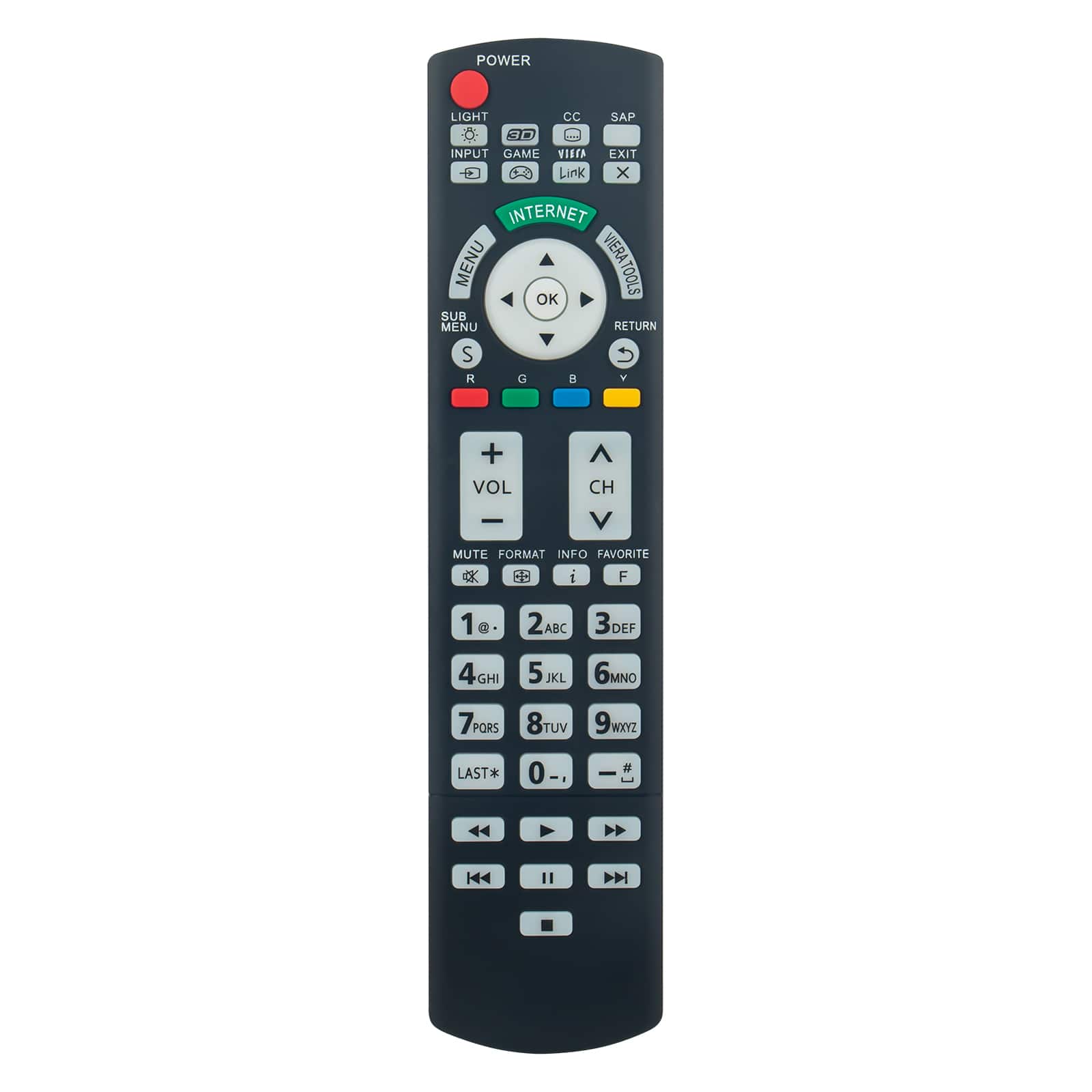 ZdalaMit - Replacement Remote N2QAYB000571 fit for Panasonic TV TC-P55VT30 TC-65PST34 TC-L32DT30 TC-P60GT30 TC-P65VT30 TC-L37DT30 - Black