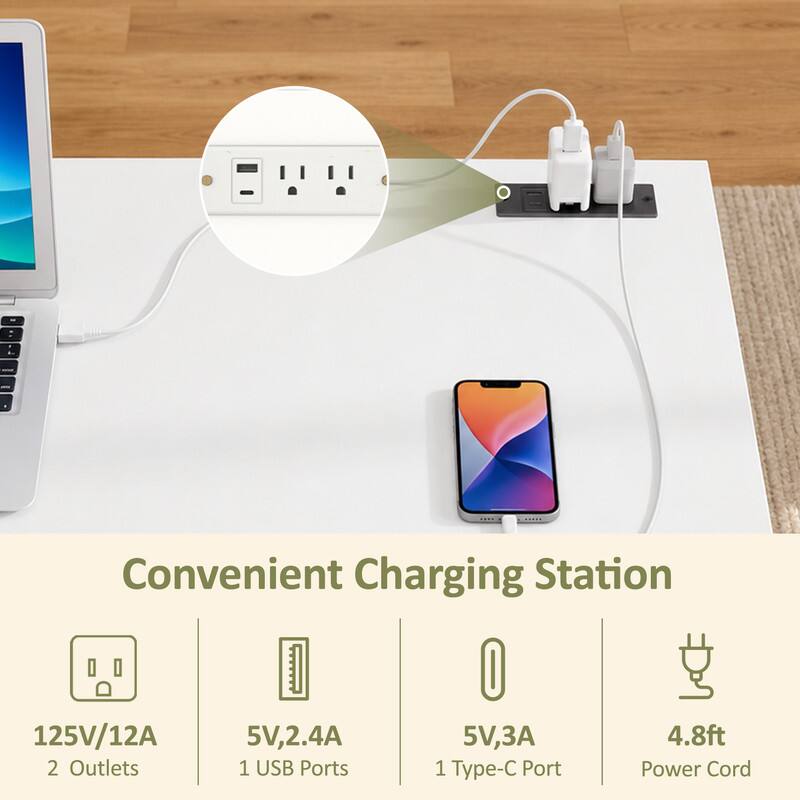 Convenient Charging Station  
125V/12A  
5V, 2.4A  
5V, 3A  
4.8ft  
2 Outlets  
1 USB Ports  
1 Type-C Port  
Power Cord