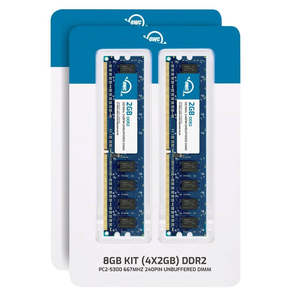 OWC  
2GB DDR2 667MHZ ADD-IN CARD UNBUFFERED DIMM  
8GB KIT (4X2GB) DDR2  
PC2-5300 667MHZ 240PIN UNBUFFERED DIMM