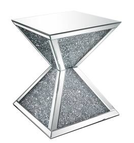 Manhattan Lane - Sparkling End Table with Faux Diamonds Inlay - Silver and Clear