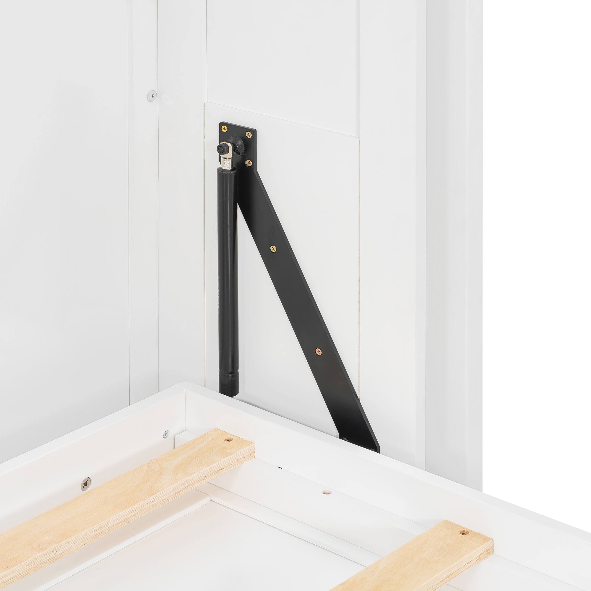 Alt View 6. Anysun - Rotating Queen Murphy Bed - Hidden Storage Racks, Space-Saving Multifunctional Wall Bed for Home Office & Small Rooms - White.