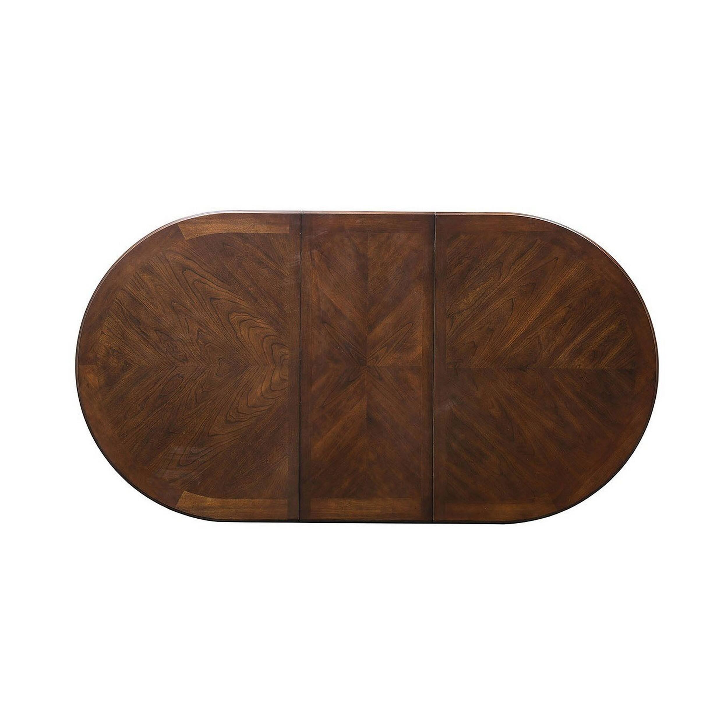 Alt View 3. Manhattan Lane - Oval Shaped Wooden Dining Table with Open Bottom Shelf and Storage Base, Brown - Brown.