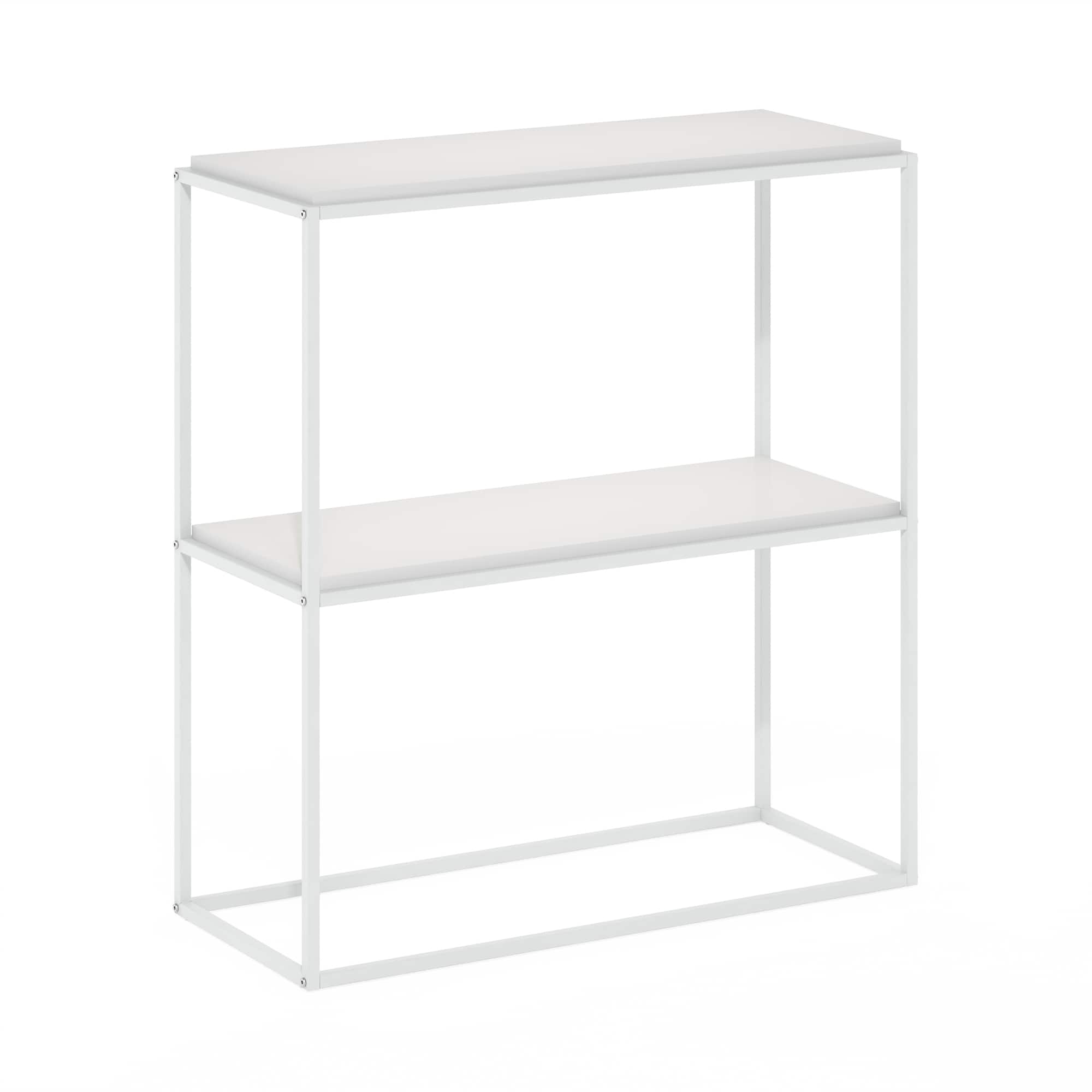 Furinno - Moretti Modern Lifestyle Wide Stackable Shelf, 2-Tier - Solid White/White