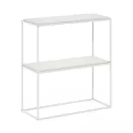 Furinno - Moretti Modern Lifestyle Wide Stackable Shelf, 2-Tier - Solid White/White