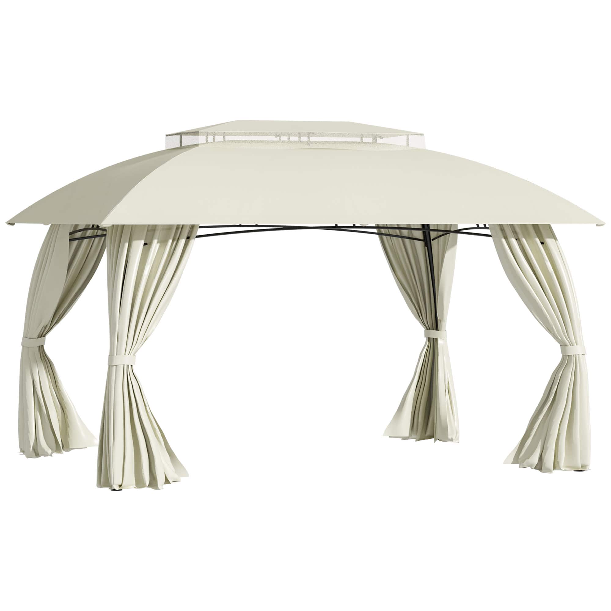 Outsunny - 10' x 13' Outdoor Gazebo Patio Gazebo Canopy, Double Vented Roof, Steel Frame, Curtain Sidewalls, Sun Shade Shelter - Beige price history on PriceWatchPro