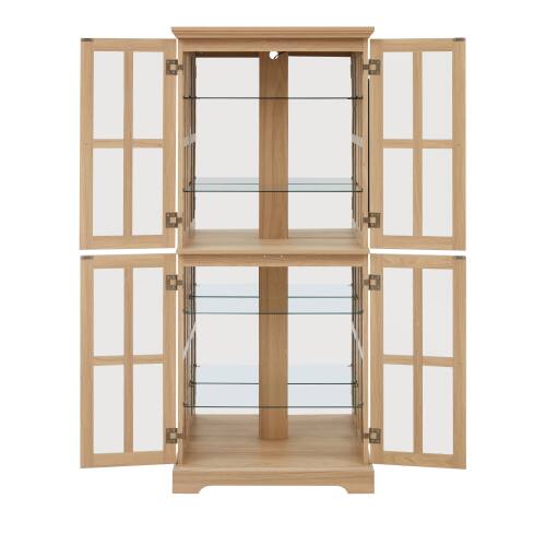 Alt View 6. LUCKY ONE - Freestanding Antique Curio Display Cabinet with Glass Doors Adjustable Shelves E26 Bulb for Collectibles - Oak.