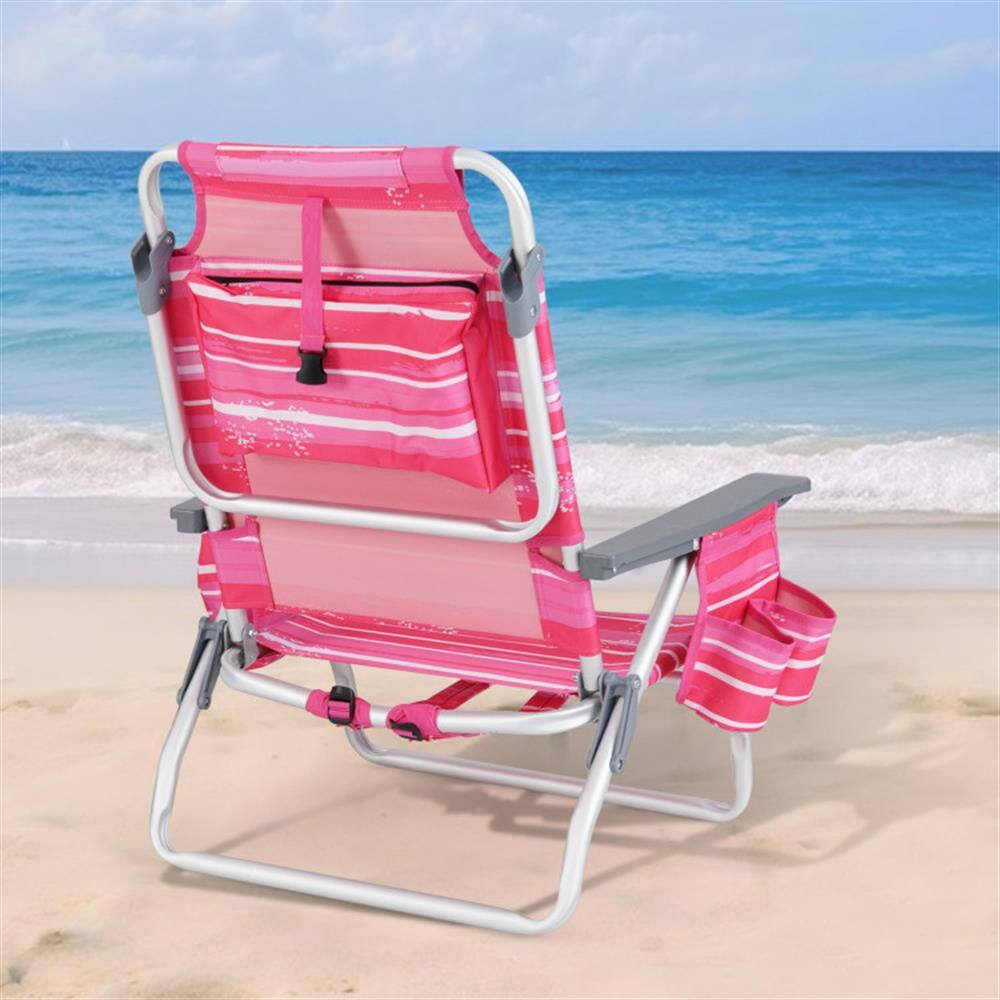 Left. Kadyn - Folding Chairs, Patio Outside Chairs, Lawn Chairs,2 Pieces Folding Backpack Beach Chair with Pillow-Hot Pink - Pink.