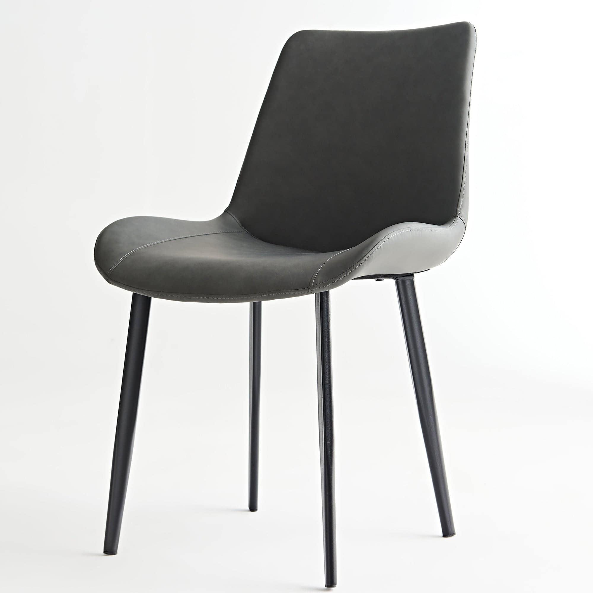 Boyel Living - PU Leather & Iron Leg Dining Chair Set (2-Piece) Black Printed Legs - Gray