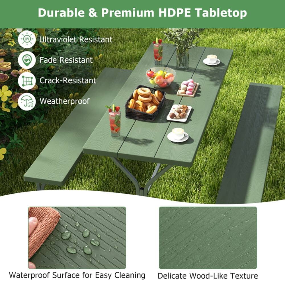 Durable & Premium HDPE Tabletop

- Ultraviolet Resistant
- Fade Resistant
- Crack-Resistant
- Weatherproof

Waterproof Surface for Easy Cleaning

Delicate Wood-Like Texture