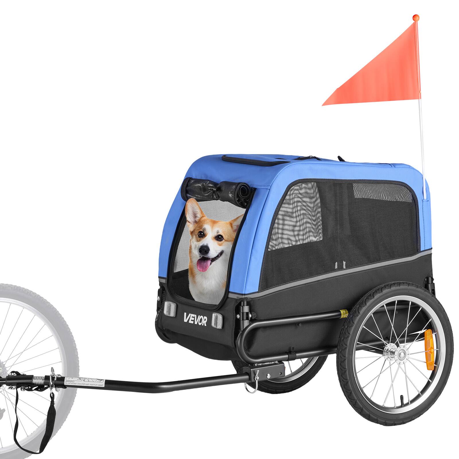 Alt View 5. VEVOR - Dog Bike Trailer, Supports up to 66 lbs, Pet Cart Bicycle Carrier for Small & Medium Dogs, Easy Folding Frame - Blue + Black.
