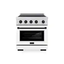 ZLINE - Autograph 30 in. 4.2 cu. ft. Paramount Freestanding Induction Range with 4 Burners and Black Accents with White Door - Matte White