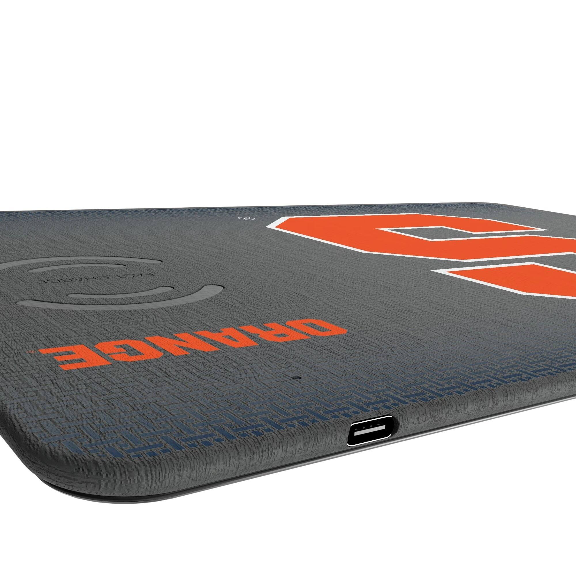 Alt View 2. Keyscaper - Syracuse Orange Linen Print Wireless Charger & Mouse Pad - Black.