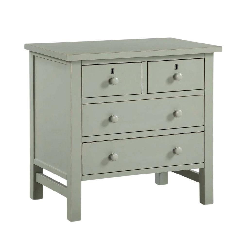 Front. FurniFact - Antique Gray Nightstand with 4 Storage Drawers and Casual Style - Gray.