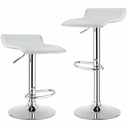 Front. Gymax - Gymax Set of 2 PU Leather Swivel Bar Stool Adjustable Kitchen Counter Bar Chairs White - White.