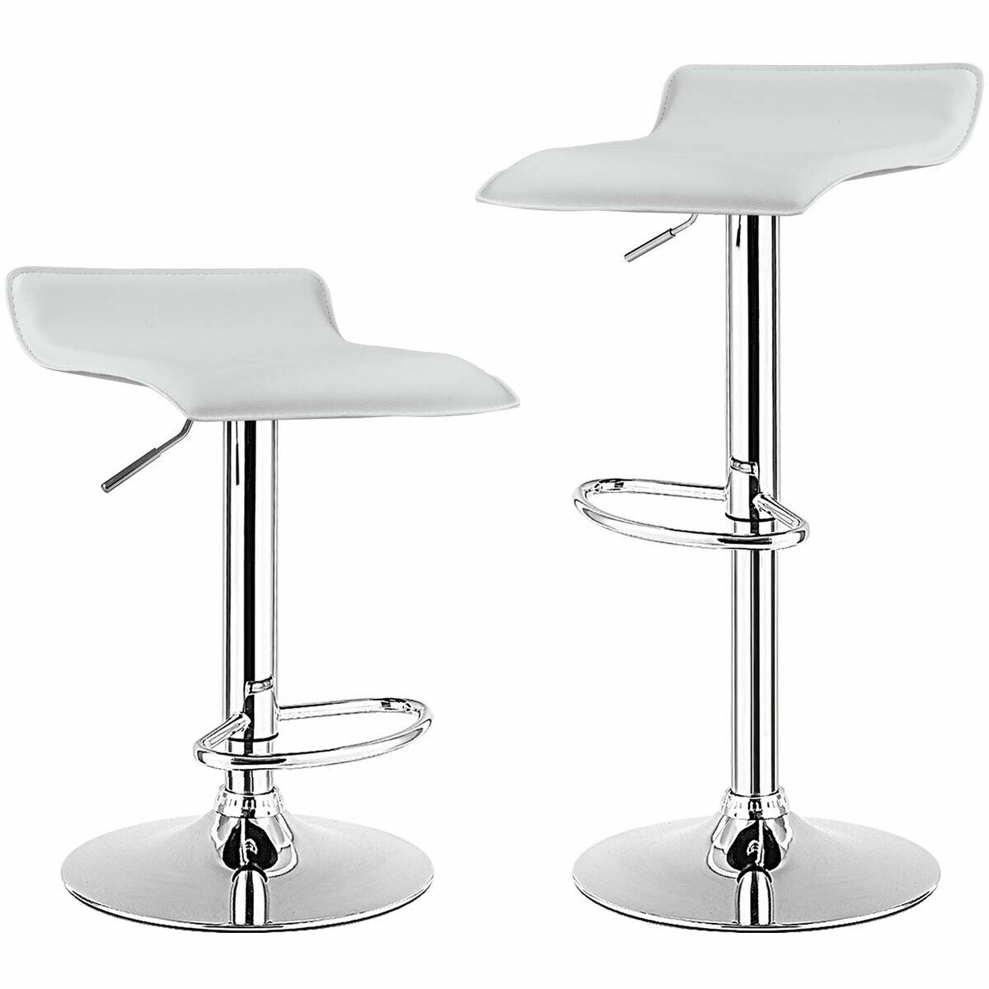Front. Gymax - Gymax Set of 2 PU Leather Swivel Bar Stool Adjustable Kitchen Counter Bar Chairs White - White.