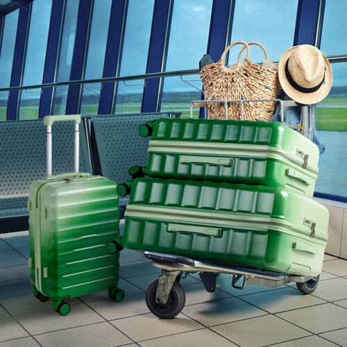 Alt View 8. Winado - Carry on Luggage Set 20"/24"/28" 3 Piece PC+ABS Multicolor Hardshell Suitcase Set with TSA Lock & Spinner Wheels - Gradient Green.