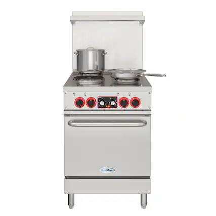 Front. Koolmore - 24 In. Commercial Electric Range with 4 Burners and 1 Standard Electric Oven in Stainless Steel - 208V 3 Phase - Stainless-Steel.