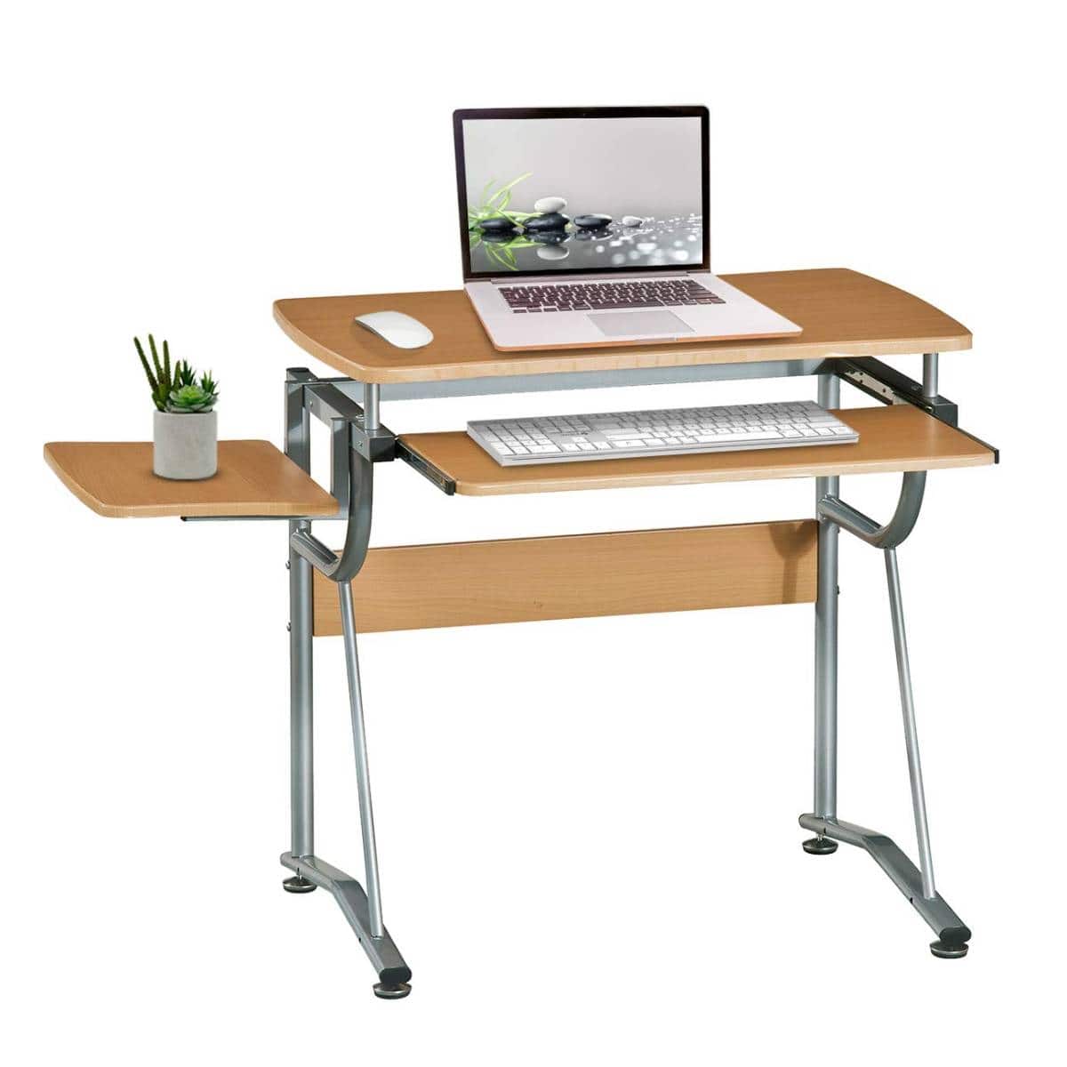 SlickBlue - Compact Contemporary Computer Desk for Home Office or Study - Light Cherry