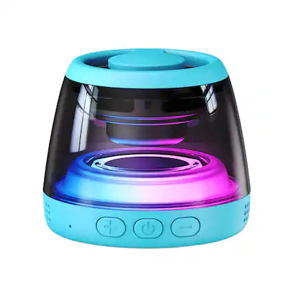 Front. YONWAY - Magnetic Bluetooth Speaker, RGB Mini Portable Cell Phone Stand with Lanyard and RGB Night Light for Home, Outdoors, Pool.