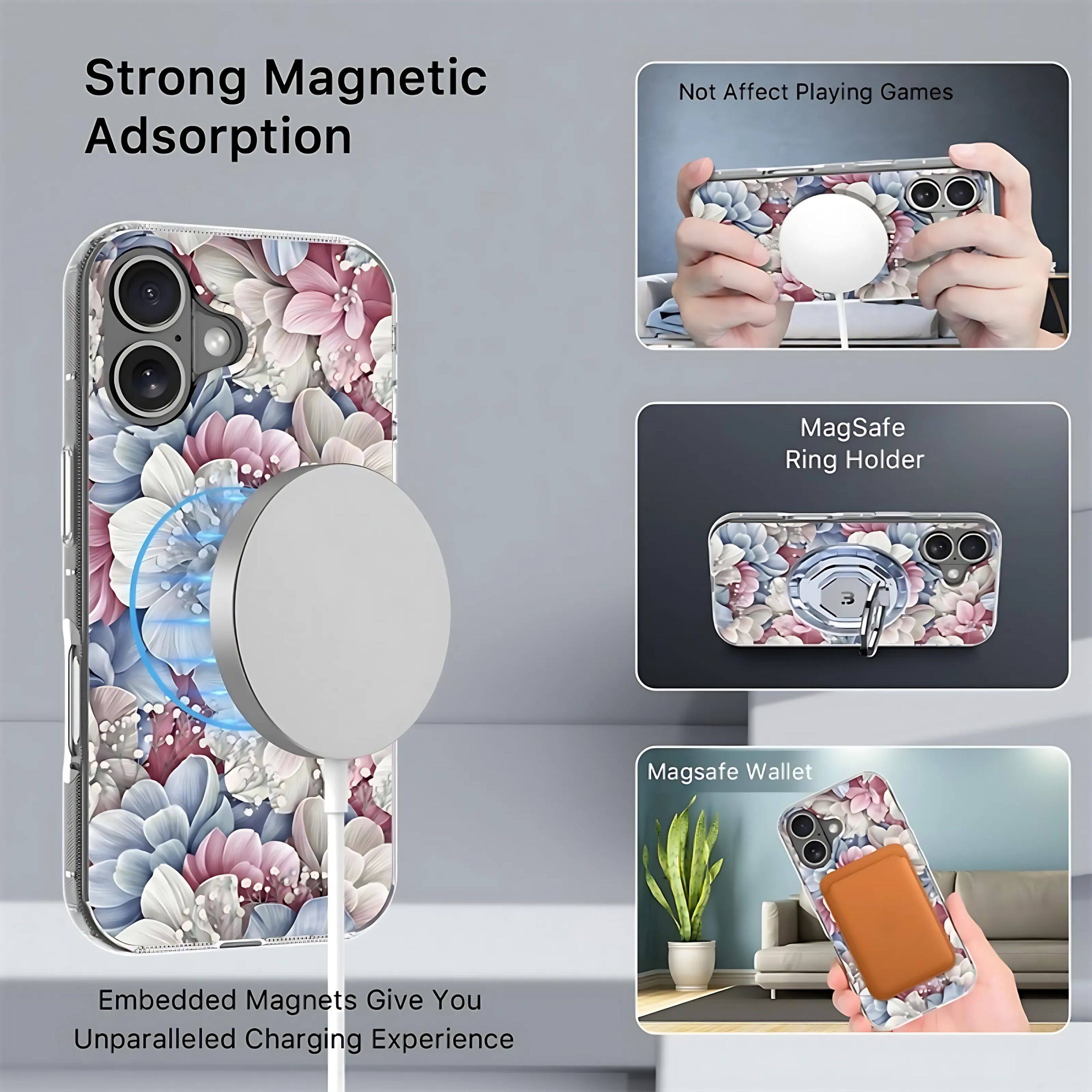 Strong Magnetic Adsorption

Not Affect Playing Games

MagSafe Ring Holder

Embedded Magnets Give You Unparalleled Charging Experience

Magsafe Wallet