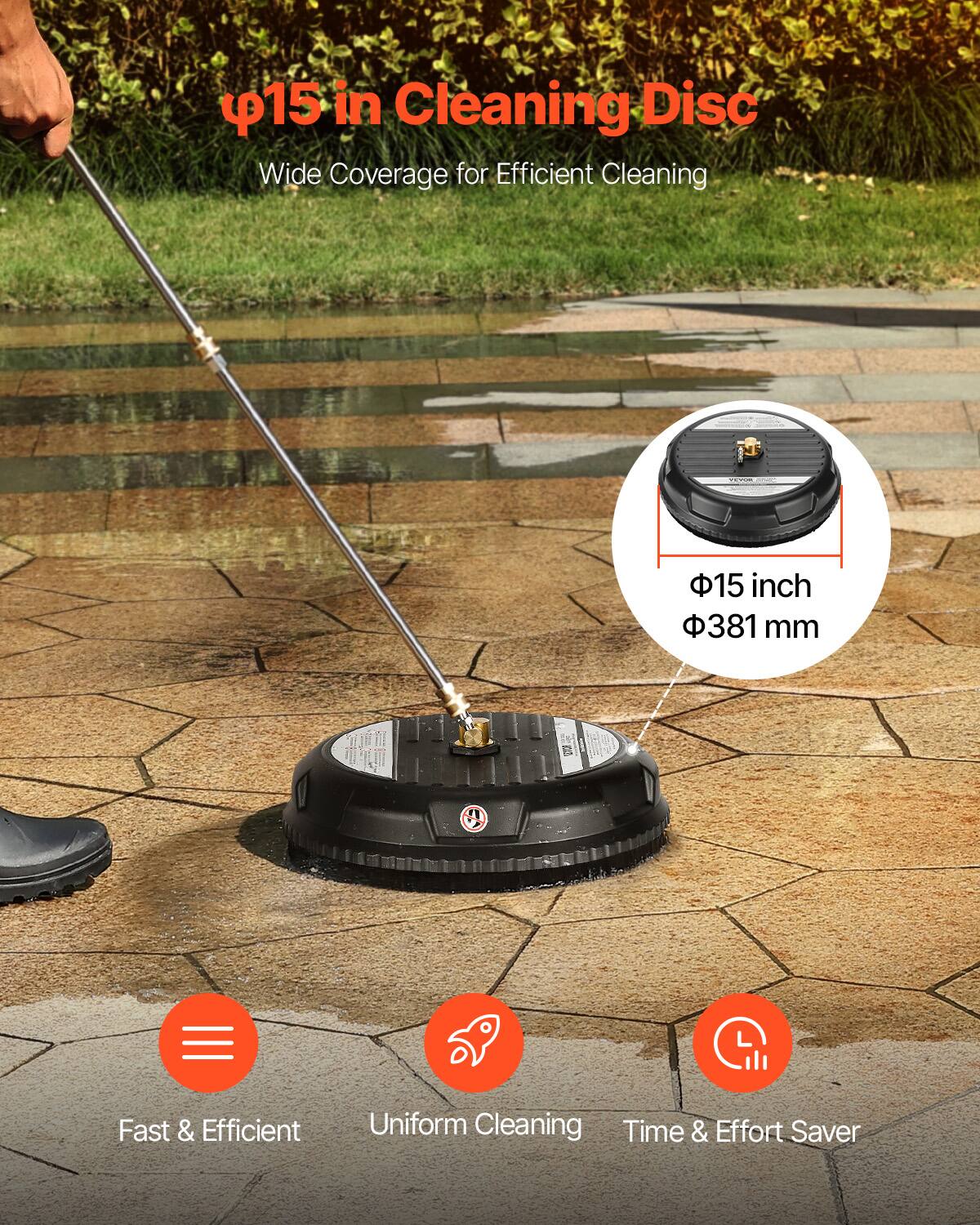 - 15 in Cleaning Disc
- Wide Coverage for Efficient Cleaning
- 15 inch / 381 mm
- Fast & Efficient
- Uniform Cleaning
- Time & Effort Saver