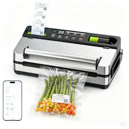 Beelicious - 98kPa Smart Vacuum Sealer for Food, FreshTrack Label Printing & Food Manager App - Silver