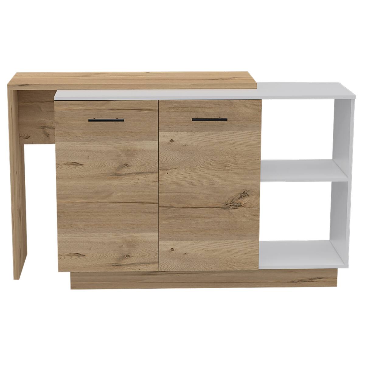 Loheer and Light Oak Kitchen Island Stationary with Storage White ...