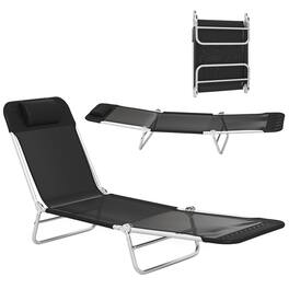 Outsunny - Folding Chaise Lounge Chair, Pool Sun Tanning Chair, Outdoor Lounge Chair with Reclining Back, Breathable Mesh Seat - Black