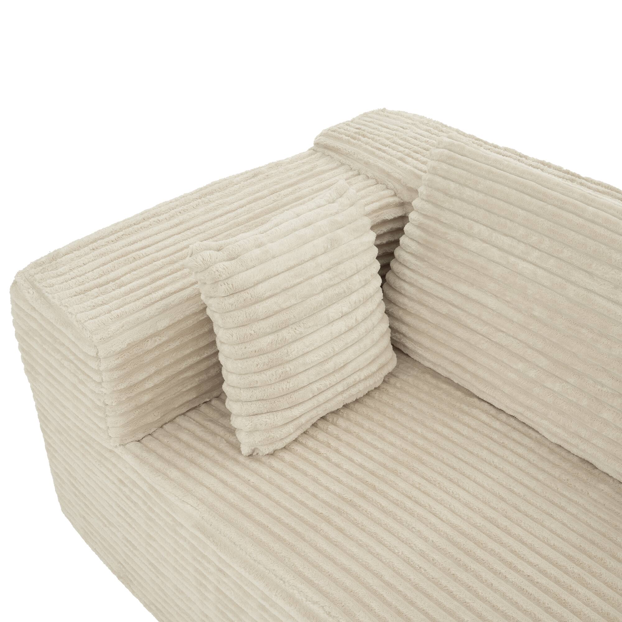 Alt View 5. FUFU & GAGA - Modular L-Shaped Corduroy Sofa with Chaise - 106" Light Beige Convertible Boneless Couch for Small & Large Living Rooms - Beige.