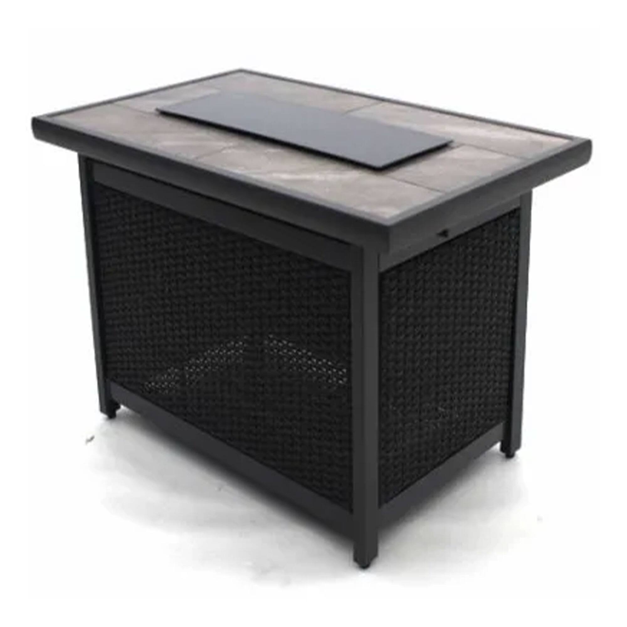 Four Seasons Courtyard - Wilmette Firepit Woven Wicker with Grouted Stone Top - Black price history on PriceWatchPro