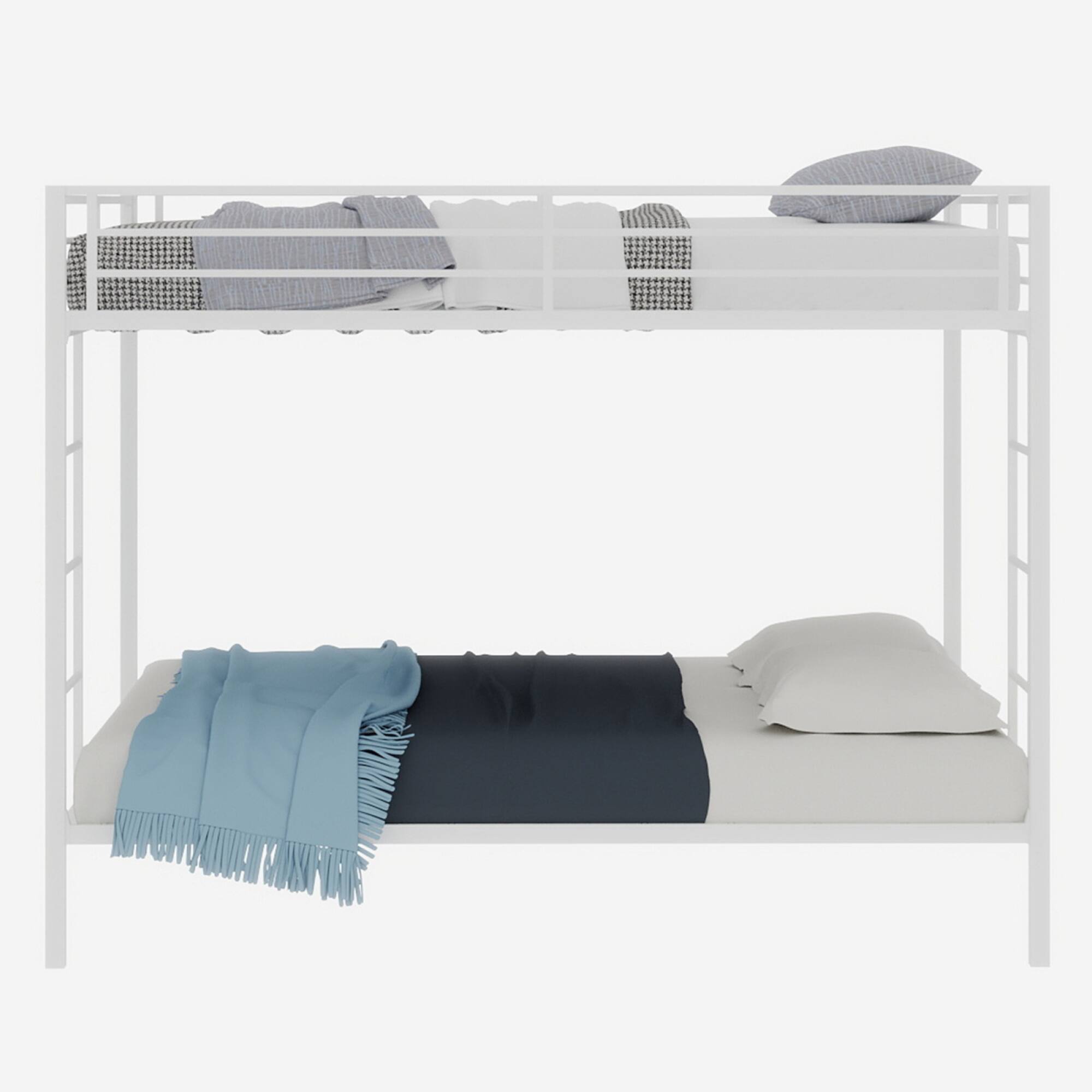 Alt View 7. GOODSILO - Multi-Functional Full Size Metal Bunk Bed with Robust Square Tube Frame for Space Optimization - White.