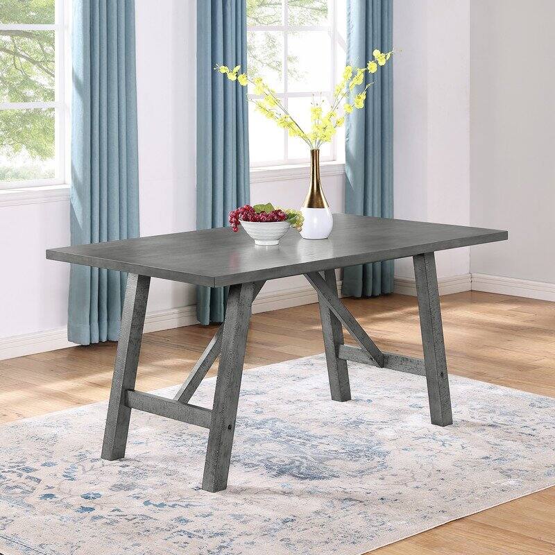 Alt View 1. Best Quality Furniture - Modern farmhouse rustic grey dining table - Rustic grey.