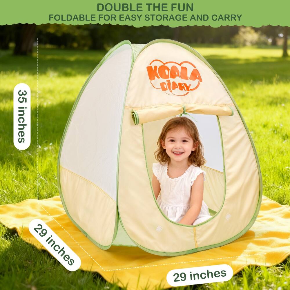 DOUBLE THE FUN  
FOLDABLE FOR EASY STORAGE AND CARRY  

KOALA DIARY  

35 inches  
29 inches  
29 inches