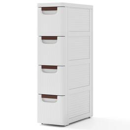 Ecooso - 4-Drawer Rolling Dresser Storage Organizer with Built-In Wheels for Small Space - White
