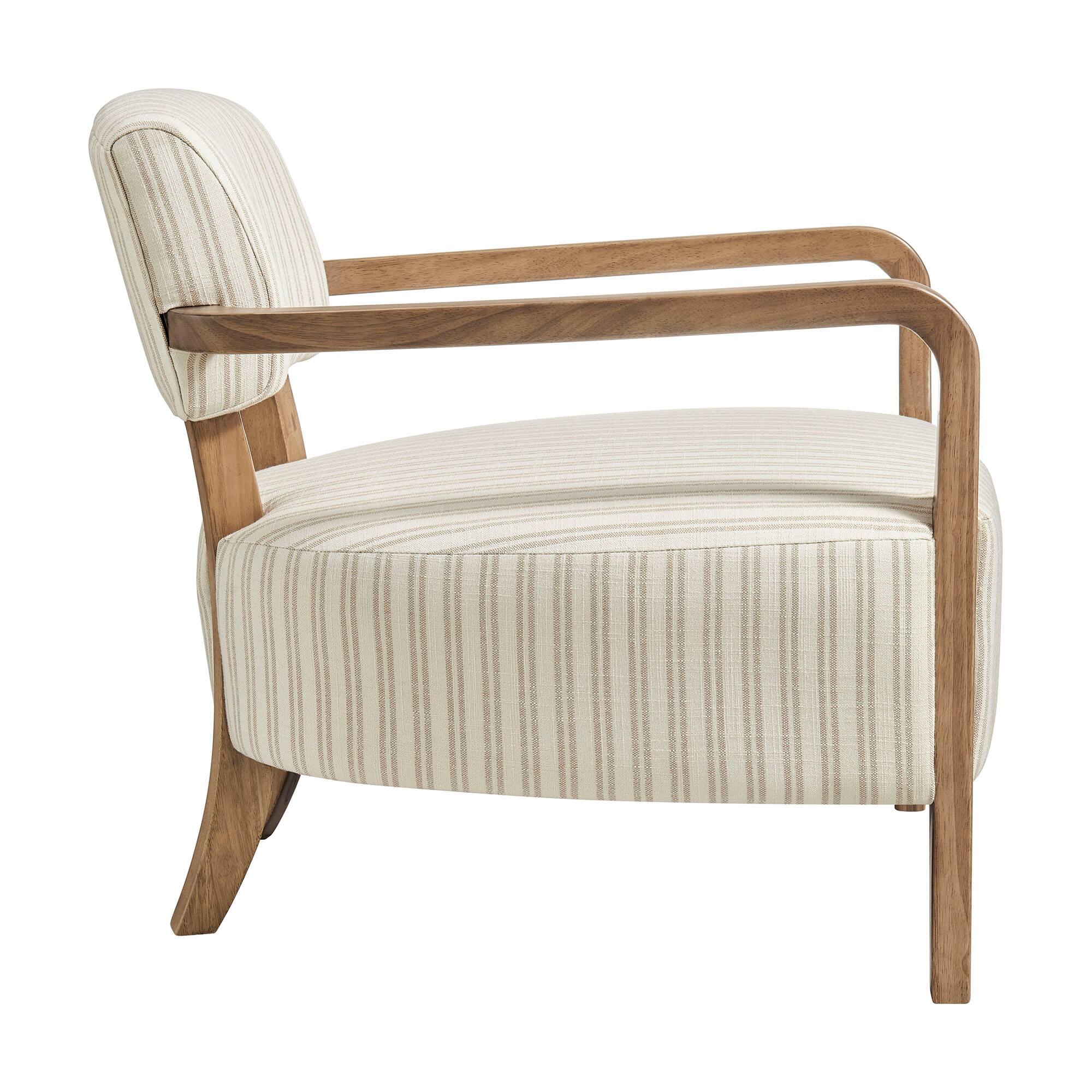 Alt View 2. Modway - Zinnia Striped Fabric Upholstered Accent Chair by Modway - Oatmeal Stripe.