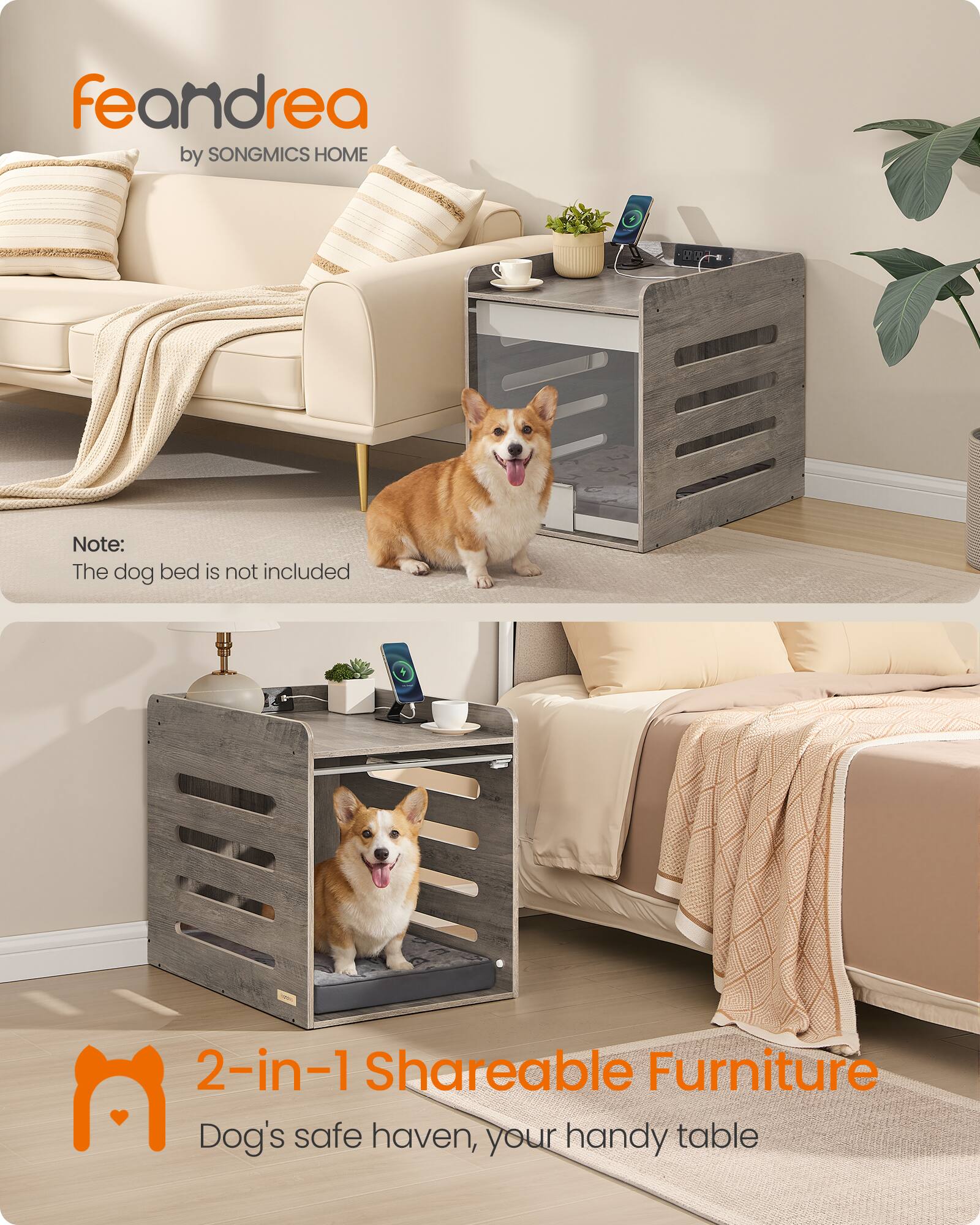 feandrea by SONGMICS HOME

Note: The dog bed is not included

2-in-1 Shareable Furniture
Dog's safe haven, your handy table