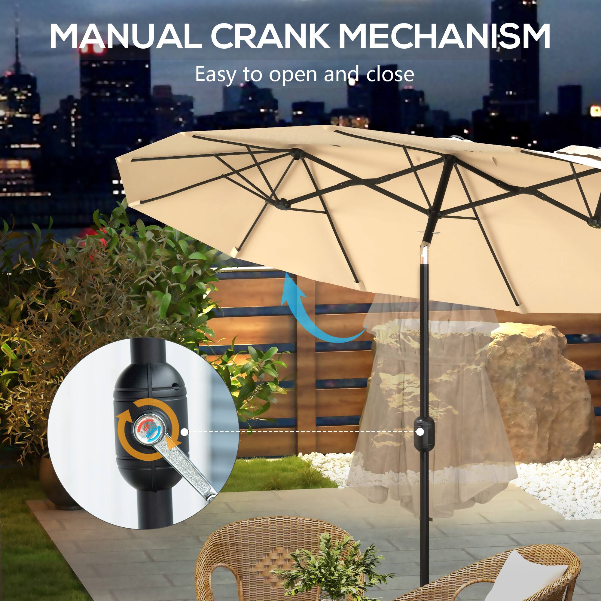 MANUAL CRANK MECHANISM Easy to open and close