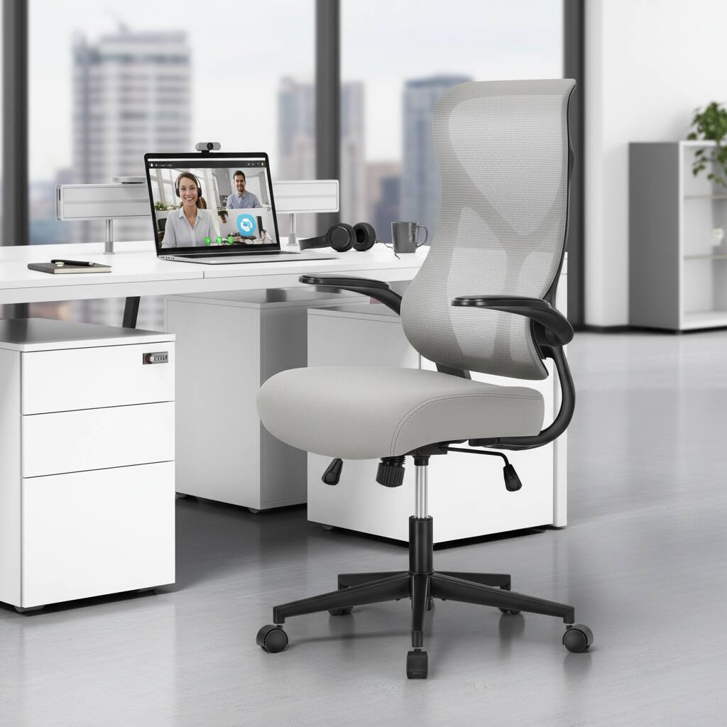 Alt View 4. AOITUN - Ergonomic office desk chair with adjustable arms and lumbar support for home or office - Gray.