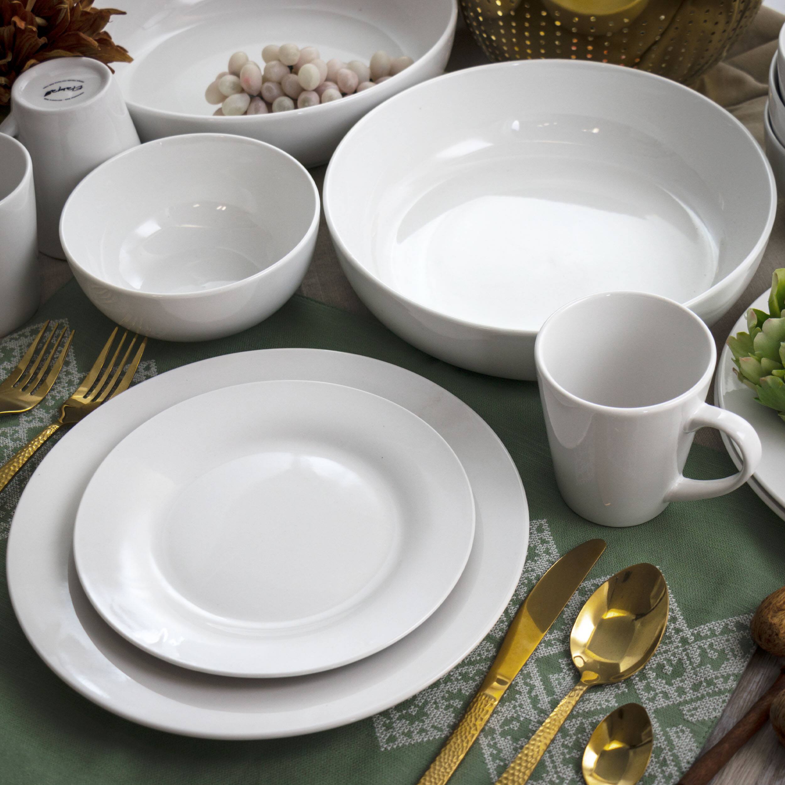 Alt View 7. Elama - Elama Carey 18 Piece Round Porcelain Dinnerware Set in White - White.