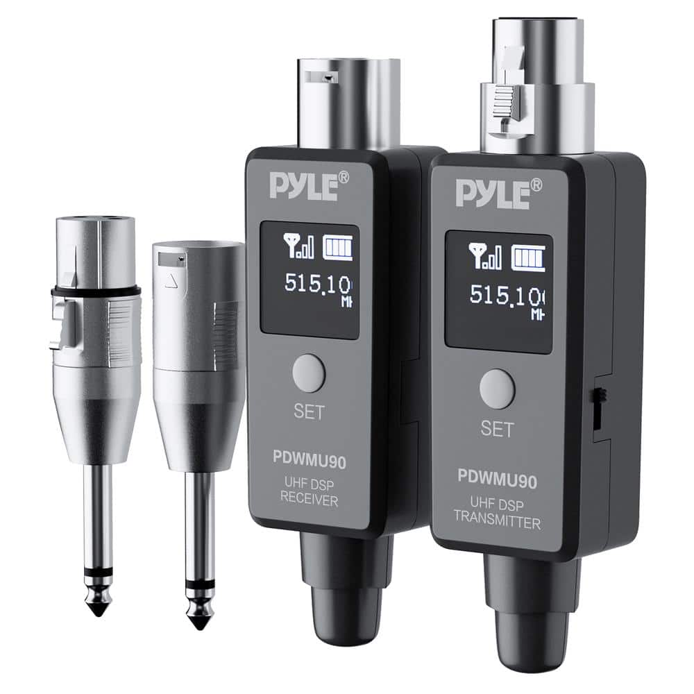 Pyle - Multifunctional UHF Wireless XLR Adapter System,Transmitter And Receiver For Dynamic Microphone