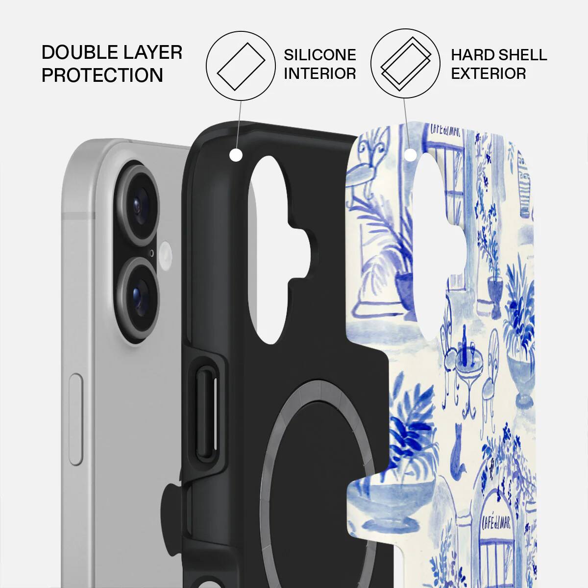 DOUBLE LAYER PROTECTION  
SILICONE INTERIOR  
HARD SHELL EXTERIOR
