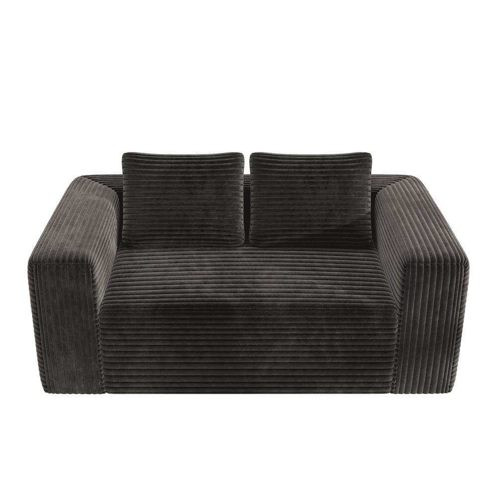 Alt View 4. Kadyn - 2-Seater Corduroy Memory Foam Floor Sofa in a Box, No Assembly for Living Room - Black.