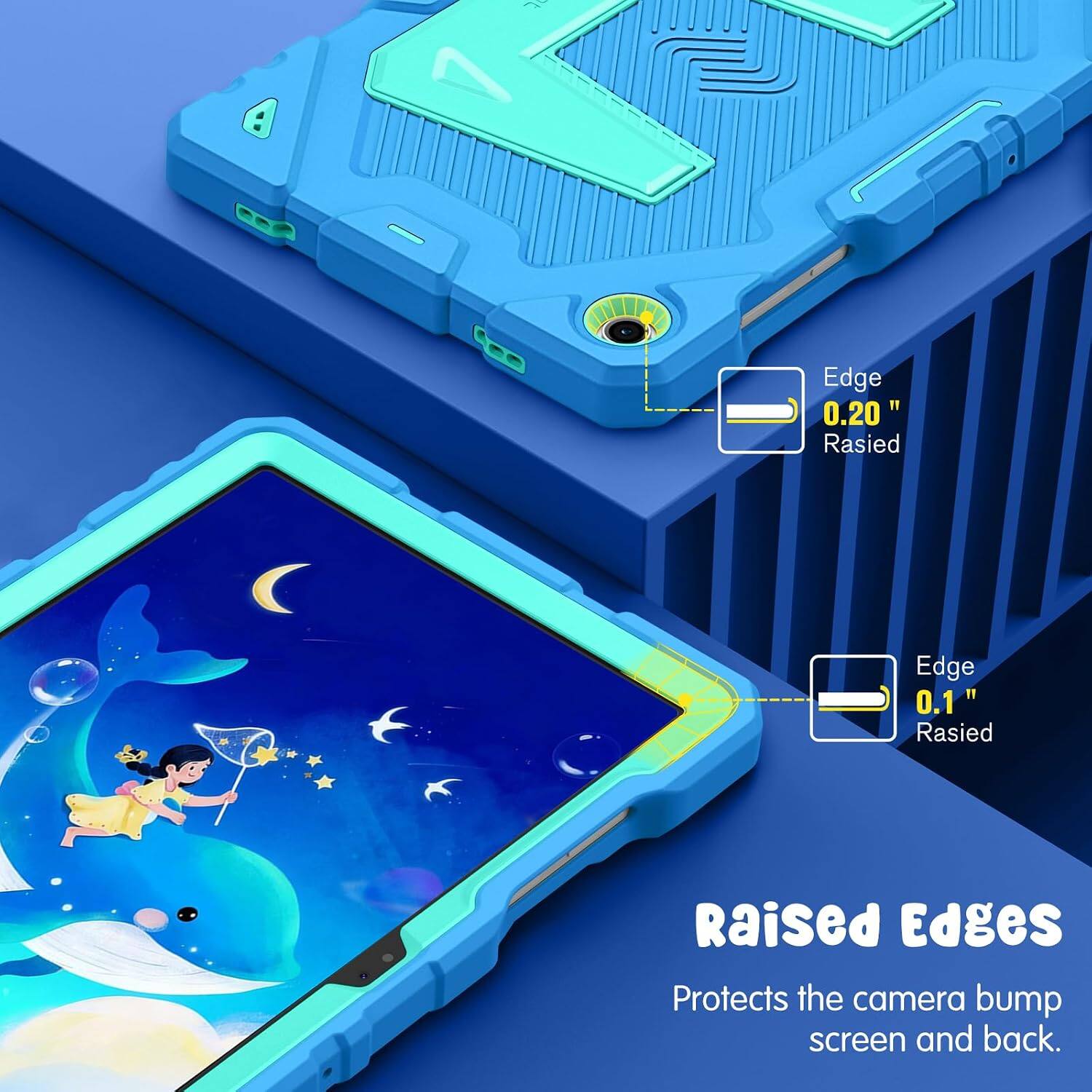 Edge "0.20" Raised Edge 0.1" Raised Edges Protects the camera bump screen and back.