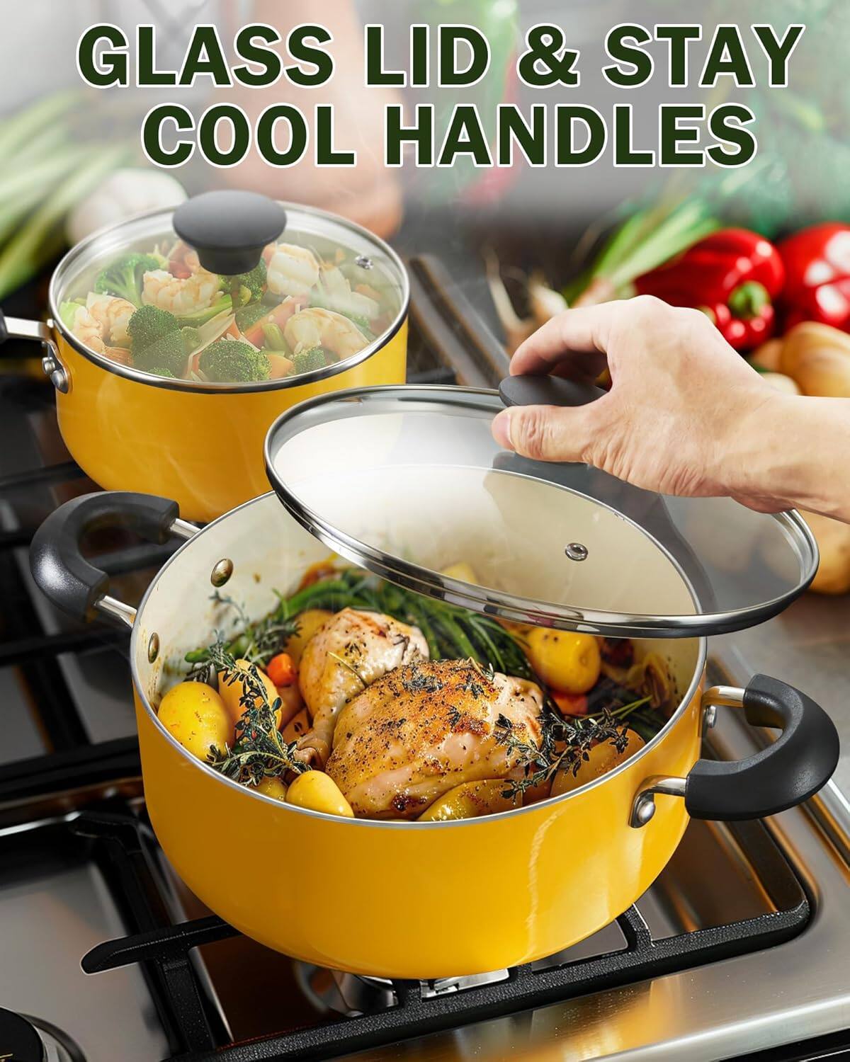 GLASS LID & STAY COOL HANDLES